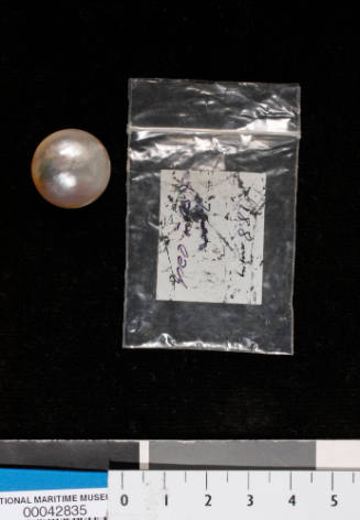 Cultured half pearl, with shell base