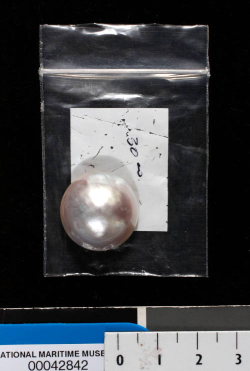 Cultured half pearl (or mabe pearl) with shell base