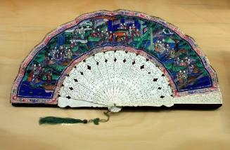 China trade ivory and painted paper fan