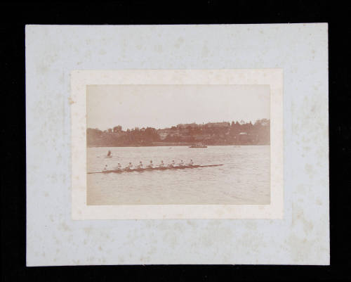 Photograph of an Eights rowing crew training