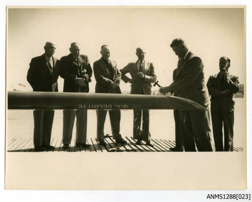 Photograph of rowing four Q R DELOITTE III naming ceremony