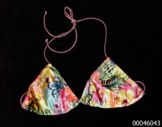 Rainbow tropical triangle string bikini top