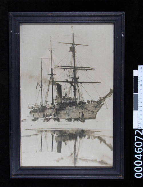Framed photograph of US Coast Guard Cutter BEAR in the Antarctic ice