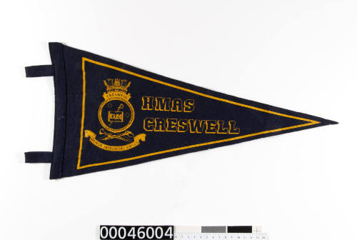 Royal Australian Navy souvenir pennant from HMAS CRESWELL