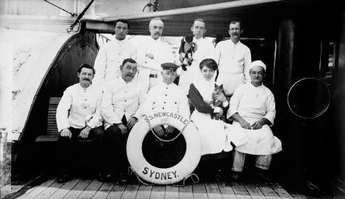 Catering crew of NEWCASTLE with pet cats