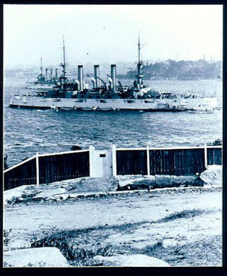 Two vessels in the 1908 American Fleet in Sydney