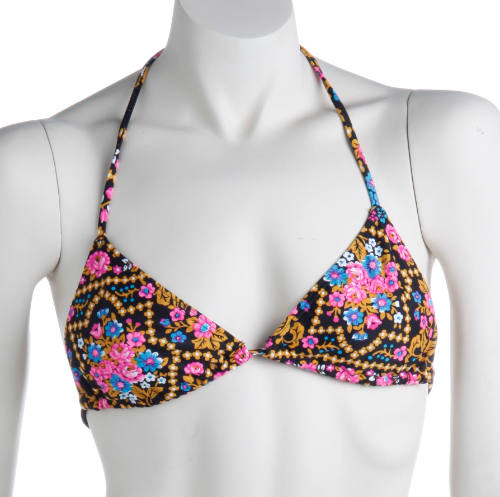 Zimmermann floral print on black tie cocktail bikini top