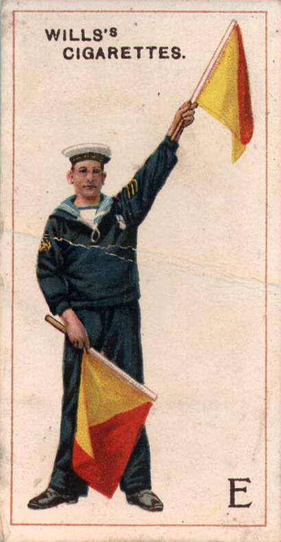 E [Flag semaphore]: Wills's Cigarettes: No. 5 signalling series