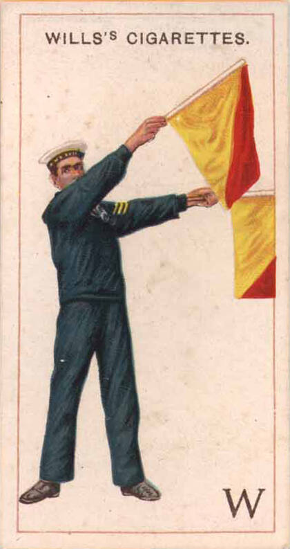 W [Flag semaphore]: Wills's Cigarettes: No. 23 signalling series