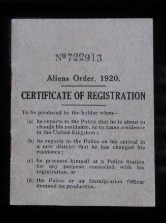 Aliens Order, Certificate of Registration