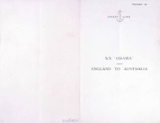 Orient Line SS ORAMA - England to Australia - Information for Passengers. Tourist B.