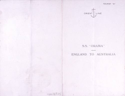 Orient Line - SS ORAMA - England to Australia - port of call Toulon, 23 June 1939