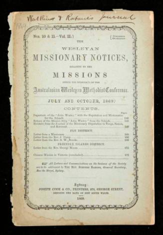 The Wesleyan Missionary Notices relating to the Missions under the Direction of the Australasian Wesleyan Methodist Conference