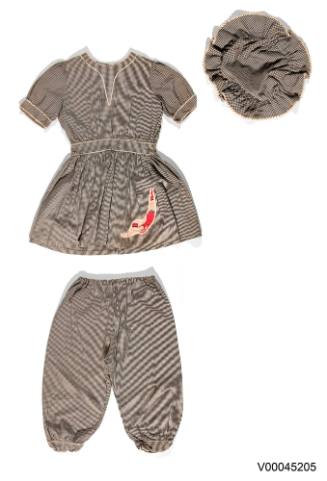 Women's reproduction three piece 1910s style bathing costume