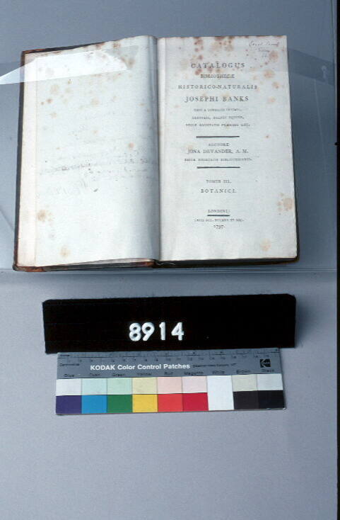 Catalogus bibliothecae historico-naturalis josephi banks regi a consiliis intimis, baroneti, balnei equitis, regiae societatis praesidis caet