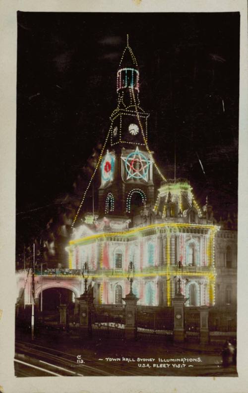 Sydney's Town Hall illuminated