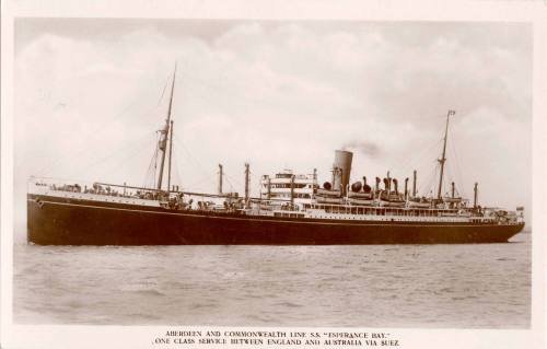 Aberdeen and Commonwealth Line SS ESPERANCE BAY.  One class service between England and Australia via Suez