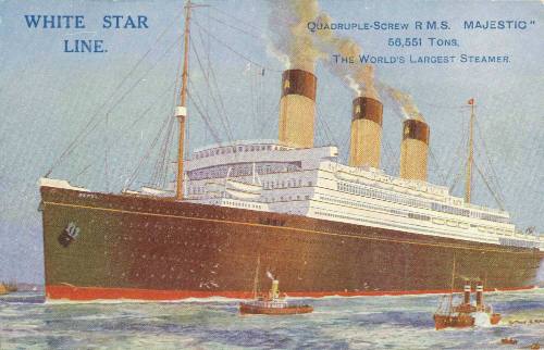 Quadruple-screw RMS MAJESTIC 56,551 Tons.  The World's largest steamer.