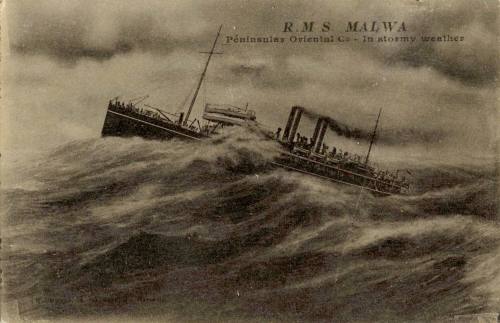 RMS MALWA, Peninsular Oriental Company, in stormy weather