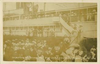 Departure of Sydney Mail Boat from Auckland.  "All Ashore".  C.B. & Co. Ltd