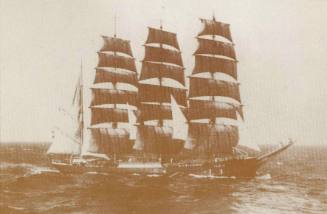 Four masted barque PAMIR, built 1905. Capsized in a hurricane in Bay of Biscay, September 1957, 80 lives lost including many cadets, only 6 survivors