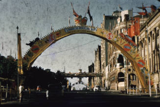 Electric Industries' over street arch decoration slide