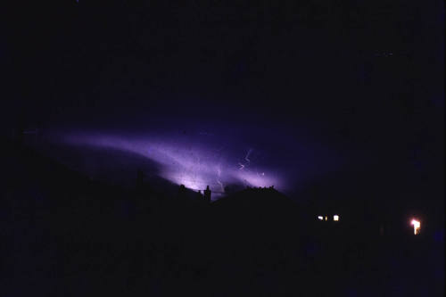 Lightning at night in February 1959 slide