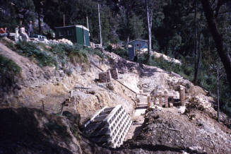 House foundation excavation retaining wall slide