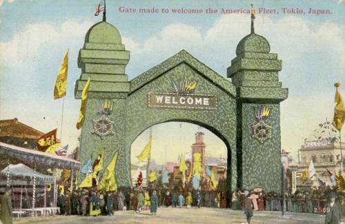 Gate made to welcome the American Fleet, Tokio, Japan