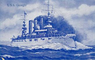USS "GEORGIA", ILLUSTRATED OFFSET PRINT ON CARDBOARD