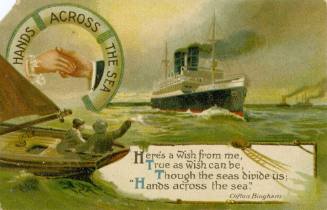 Hands across the Sea - Here's a wish from me, true as wish can be, though the seas divide us; "Hands across the Sea" 

