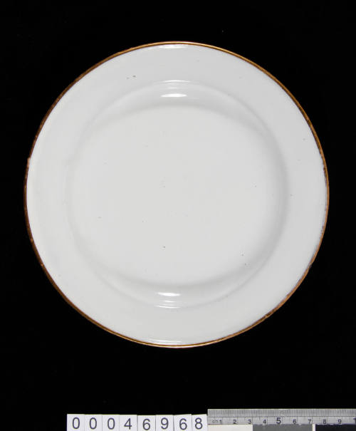 White enamelled dinner plate