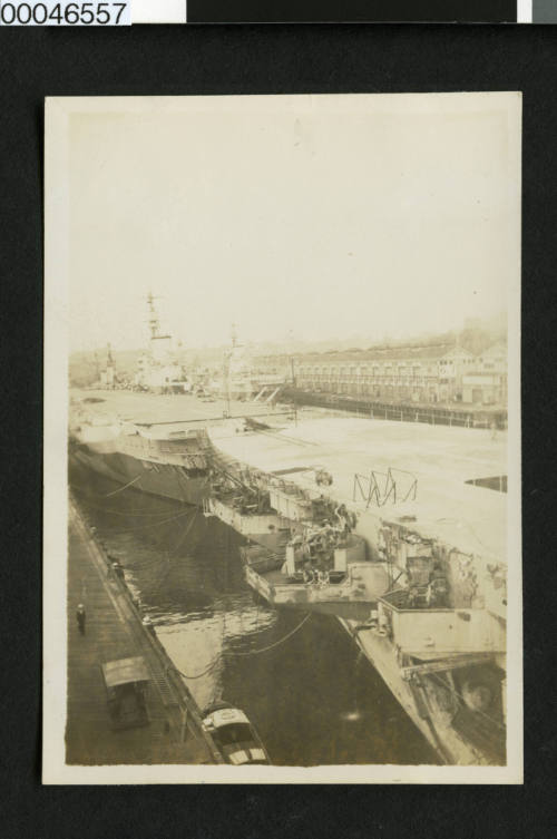 HMS INDEFATIGABLE, HMS IMPLACABLE and HMS VENERABLE at Garden Island, Sydney