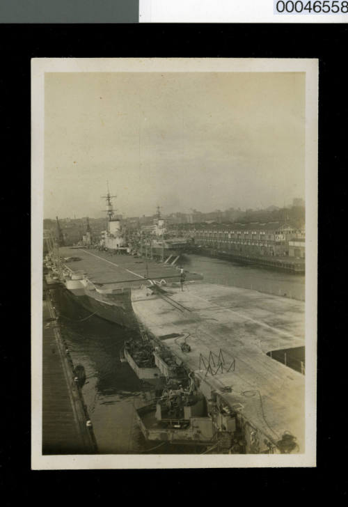 HMS INDEFATIGABLE, HMS IMPLACABLE and HMS VENERABLE at Garden Island, Sydney