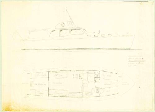 General arrangement plan of a 40 foot twin screw motor cruiser