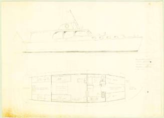 General arrangement plan of a 40 foot twin screw motor cruiser