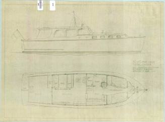 General arrangement plan of 38 foot twin screw motor cruiser