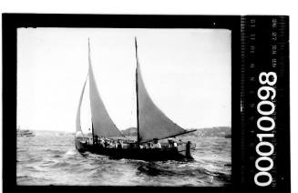 Naval pinnace under sail on Sydney Harbour