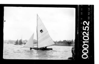 16-foot skiff and warships off Farm Cove, Sydney Harbour