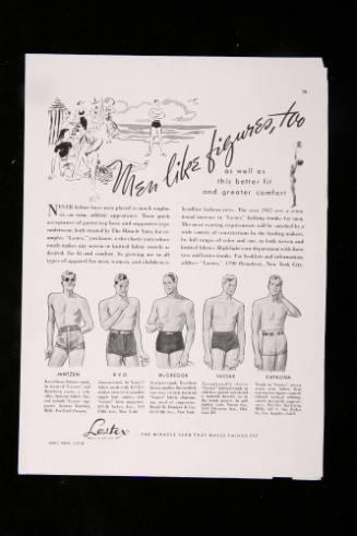 Magazine advertisements for men's swimwear