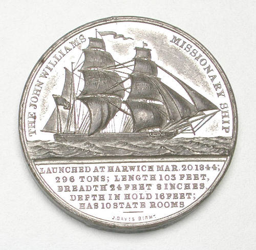 Launch medallion for London Missionary Society's flagship JOHN WILLIAMS