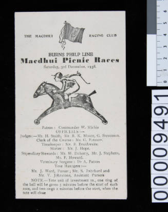 MACDHUI Racing Club Picnic Races card