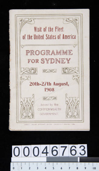 Commemorative programme of American Great White Fleet visit, 1908
