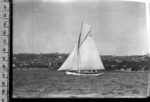 Gaff tops'l cutter with the number '33' on the mainsail, Sydney Harbour