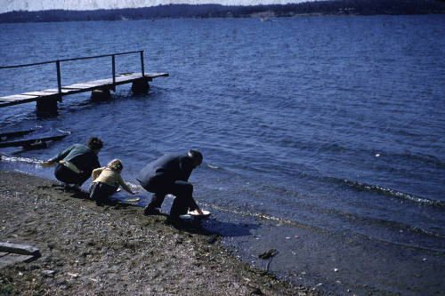 Washing up after the picnic at Lake Macquarie slide