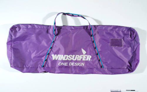 Purple sail bag for windsurfer