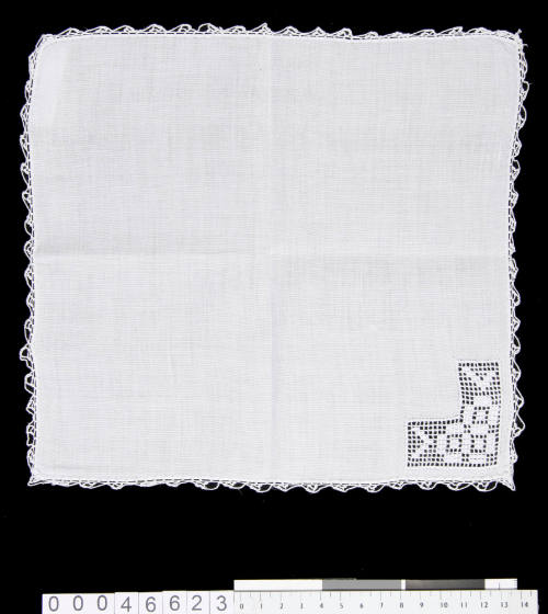 Handknotted lace edge handkerchief