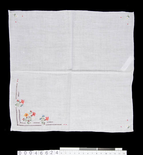 Handkerchief with hand embroidered flowers