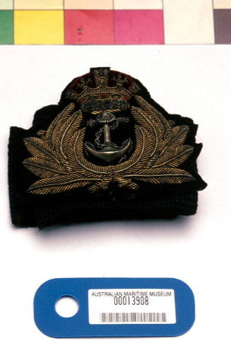 RANVR Officer's hat band with insignia : Engineer Lieutenant Commander Norman Warren Waterhouse