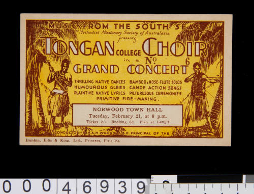 Advertising card for the Tongan College Choir